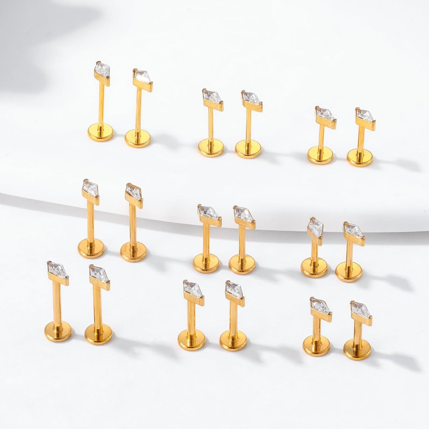 F136 Implant Grade Titanium Press Fit Threadless Push in Labret Cartilage Helix Lip - QIAO CrystalQIAO CrystalQIAO Crystal