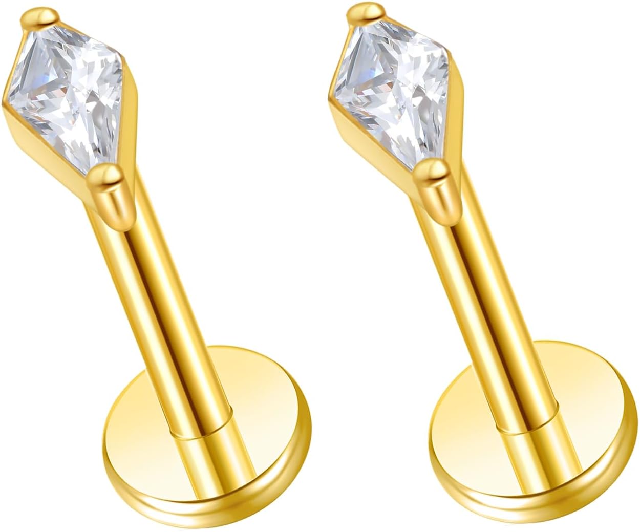 F136 Implant Grade Titanium Press Fit Threadless Push in Labret Cartilage Helix Lip - QIAO CrystalQIAO CrystalQIAO Crystal