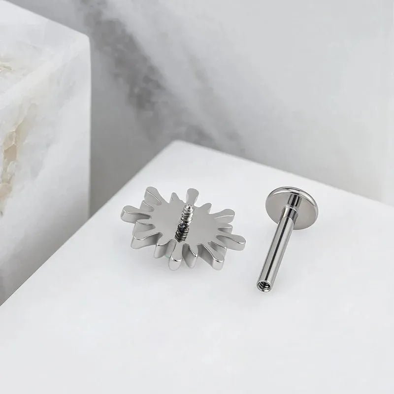 F136 Titanium 16G Flat Back Stud with 6mm 8mm post for Conch Helix Tragus Flat Labret - QIAO CrystalQIAO CrystalQIAO Crystal
