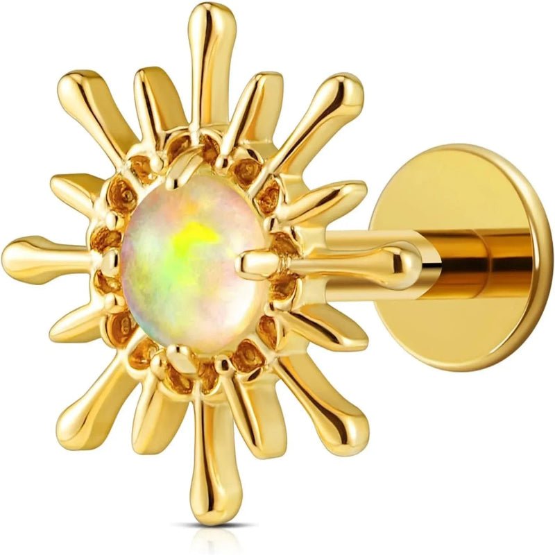 F136 Titanium 16G Flat Back Stud with 6mm 8mm post for Conch Helix Tragus Flat Labret - QIAO CrystalQIAO CrystalQIAO Crystal