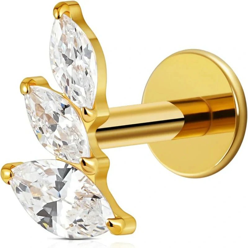 F136 Titanium Flat back Stud for Conch Helix Flat Tragus Left Ear/Right Ear - QIAO CrystalQIAO CrystalQIAO Crystal