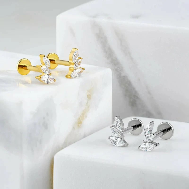 F136 Titanium Flat back Stud for Conch Helix Flat Tragus Left Ear/Right Ear - QIAO CrystalQIAO CrystalQIAO Crystal