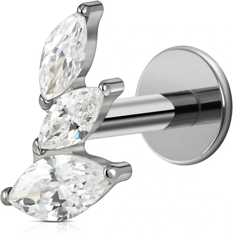 F136 Titanium Flat back Stud for Conch Helix Flat Tragus Left Ear/Right Ear - QIAO CrystalQIAO CrystalQIAO Crystal