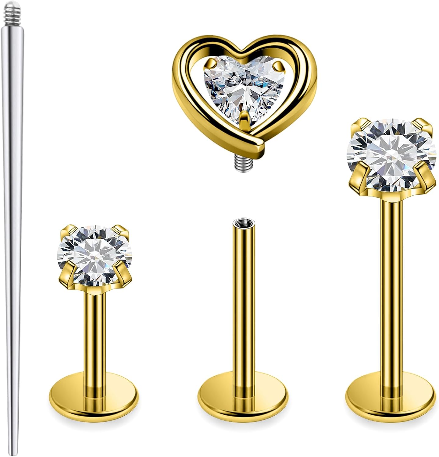 F136 Titanium Internal Thread Flat Back Earrings Nose Studs Tragus Forward Helix Conch - QIAO CrystalQIAO CrystalQIAO Crystal