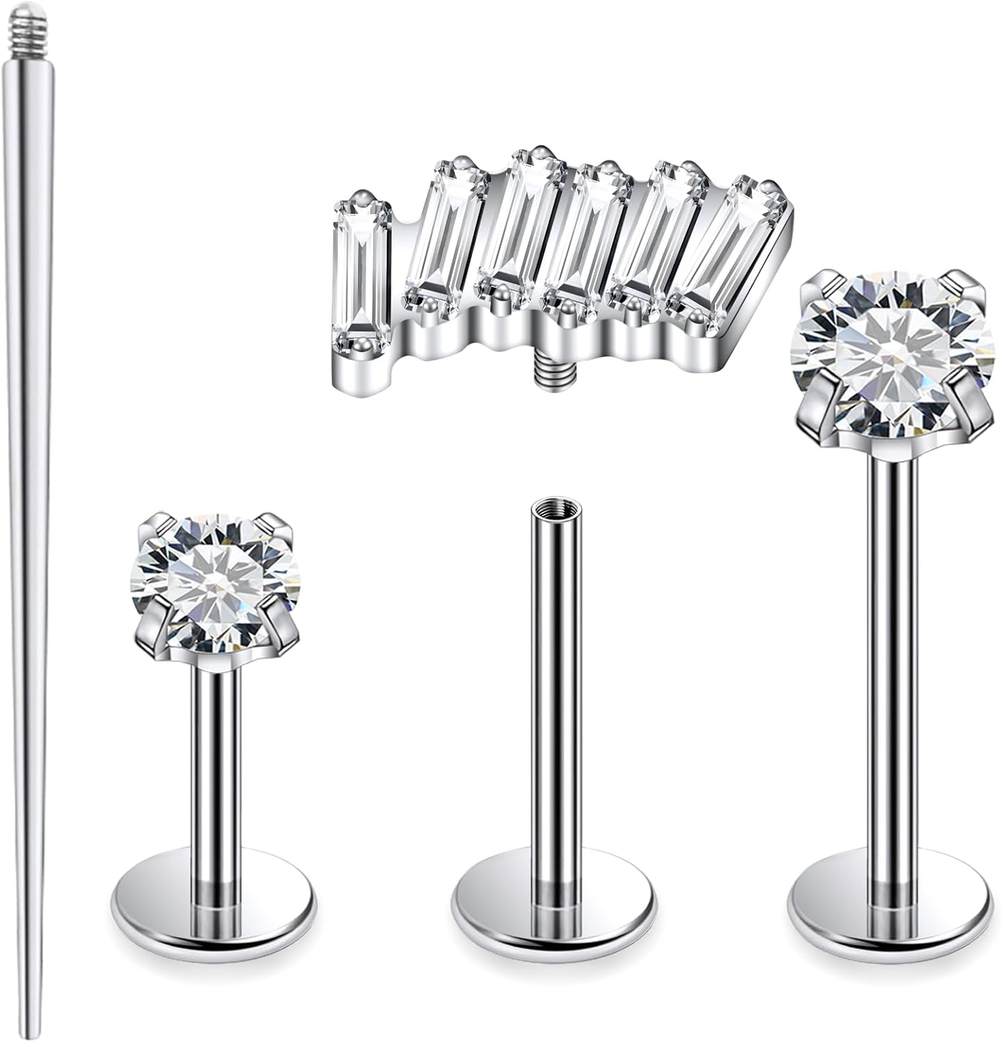 F136 Titanium Internal Thread Flat Back Earrings Nose Studs Tragus Forward Helix Conch - QIAO CrystalQIAO CrystalQIAO Crystal