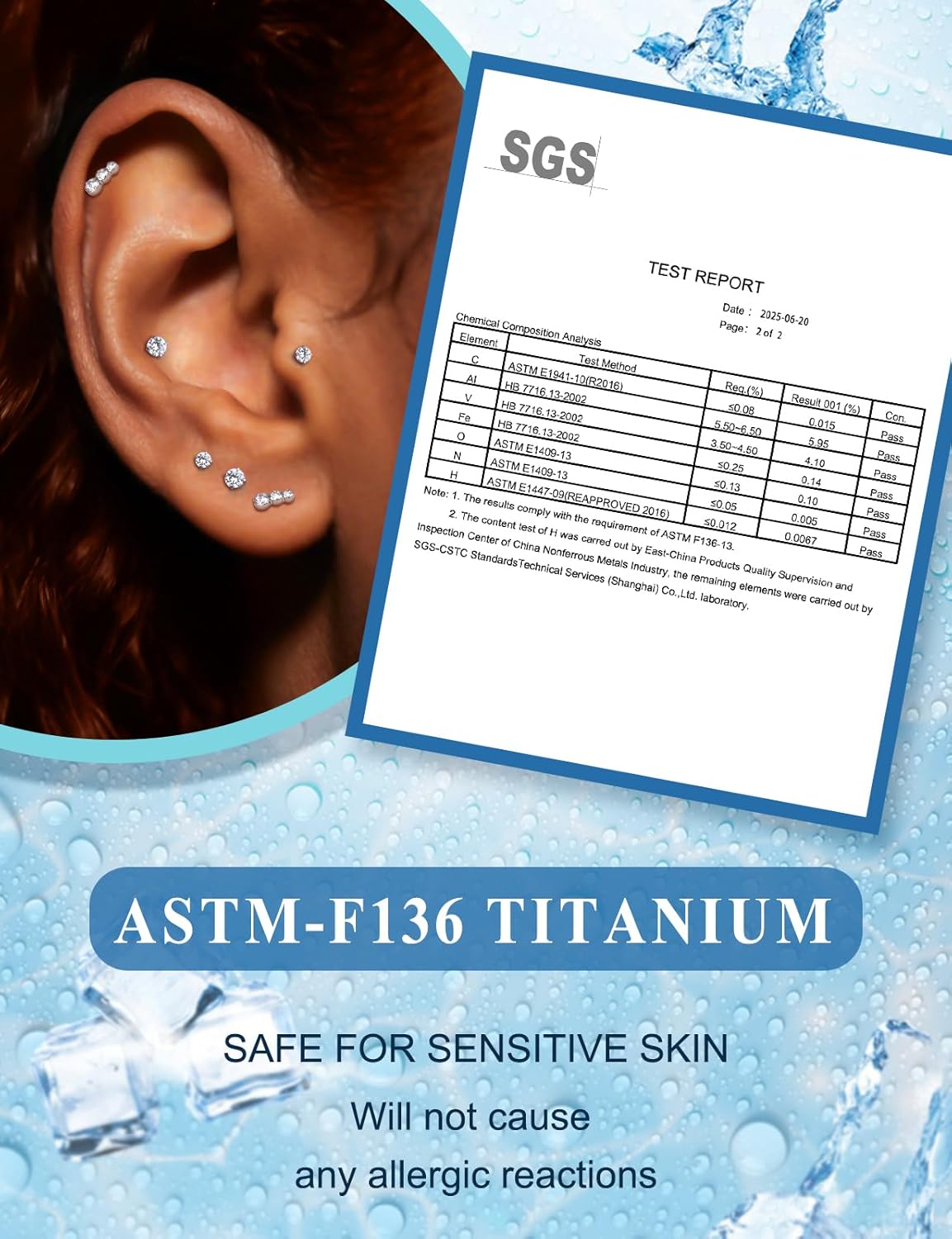 F136 Titanium Internal Thread Flat Back Earrings Nose Studs Tragus Forward Helix Conch - QIAO CrystalQIAO CrystalQIAO Crystal