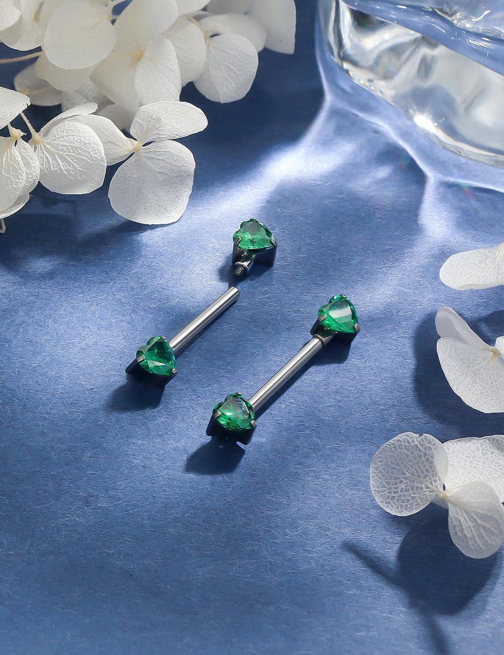 F136 Titanium Multicolor Heart CZ 14g Nipple Barbell Rings Piercing Jewelry Internally Threaded for Women Hypoallergenic - QIAO CrystalQIAO CrystalQIAO Crystal