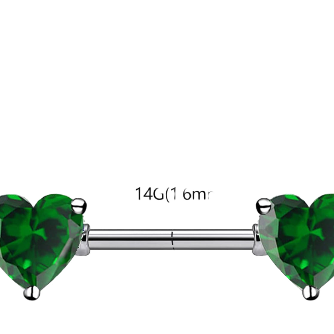 F136 Titanium Multicolor Heart CZ 14g Nipple Barbell Rings Piercing Jewelry Internally Threaded for Women Hypoallergenic - QIAO CrystalQIAO CrystalQIAO Crystal
