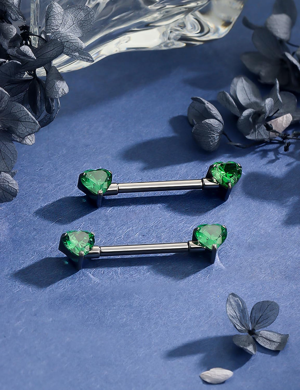 F136 Titanium Multicolor Heart CZ 14g Nipple Barbell Rings Piercing Jewelry Internally Threaded for Women Hypoallergenic - QIAO CrystalQIAO CrystalQIAO Crystal