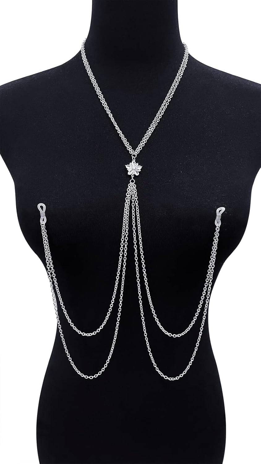 Fake Nipple Piercing with Chain Fake Nipple Rings Sexy Non Piercing Nipple Ring with Necklaces - QIAO CrystalQIAO CrystalQIAO Crystal