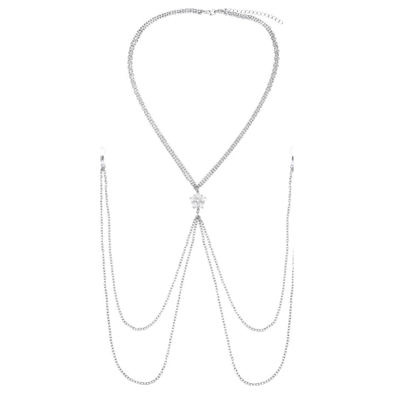 Fake Nipple Piercing with Chain Fake Nipple Rings Sexy Non Piercing Nipple Ring with Necklaces - QIAO CrystalQIAO CrystalQIAO Crystal