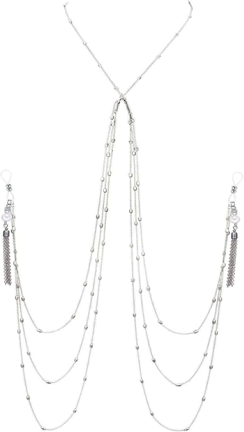 Fake Nipple Piercing with Chain Fake Nipple Rings Sexy Non Piercing Nipple Ring with Necklaces - QIAO CrystalQIAO CrystalQIAO Crystal