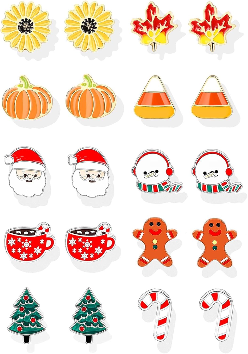 Fall Earrings for Women Pumpkin Sunflower Maple Leaf Candy Corn Stud Earrings Holiday Thanksgiving Autumn Party Jewelry Gifts - 我的商店我的商店我的商店