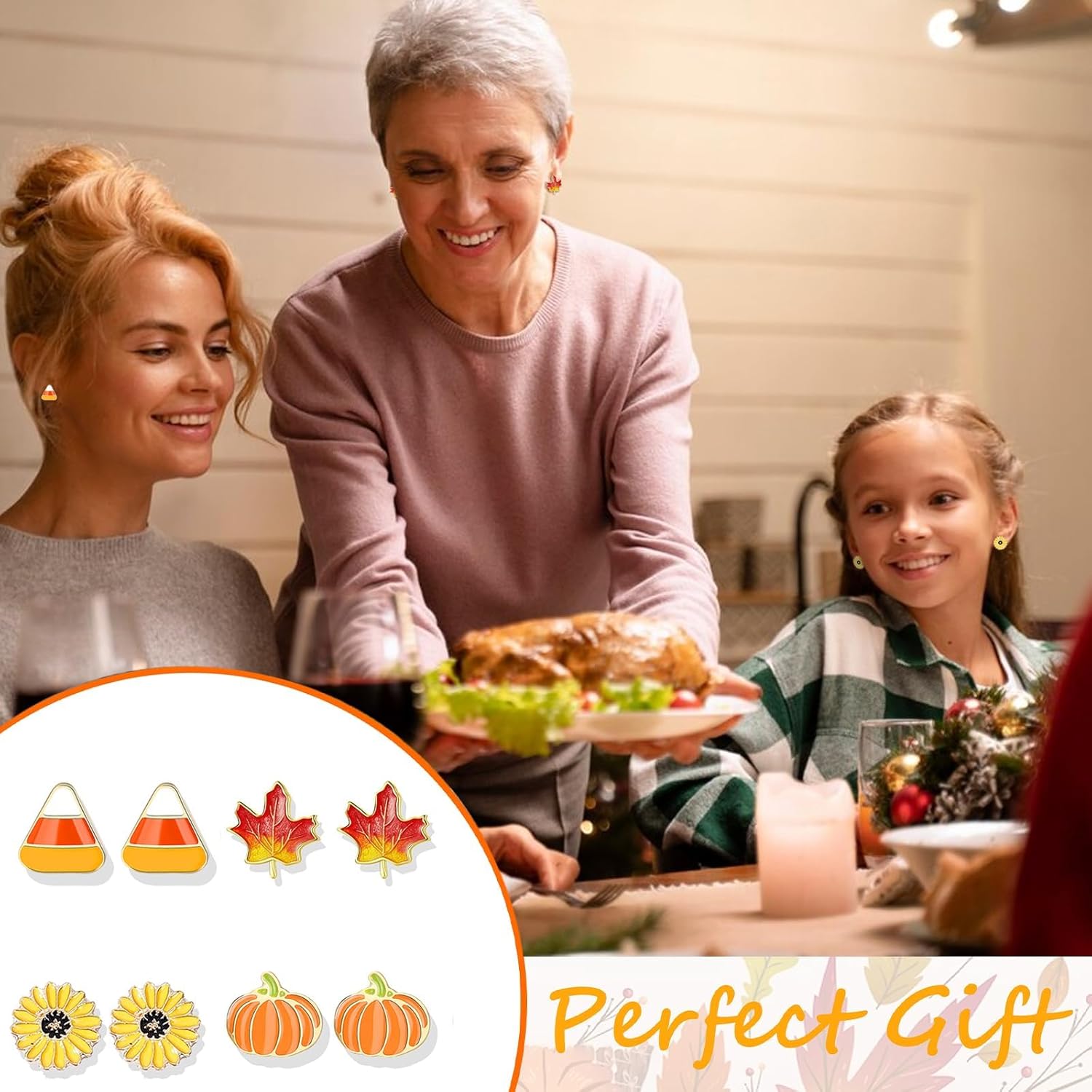 Fall Earrings Thanksgiving Christmas Stud Earrings for Women Pumpkin Maple Leaf Snowman Santa Claus Stud Holiday Jewelry Thanksgiving Christmas Gifts - QIAO Crystal我的商店QIAO Crystal