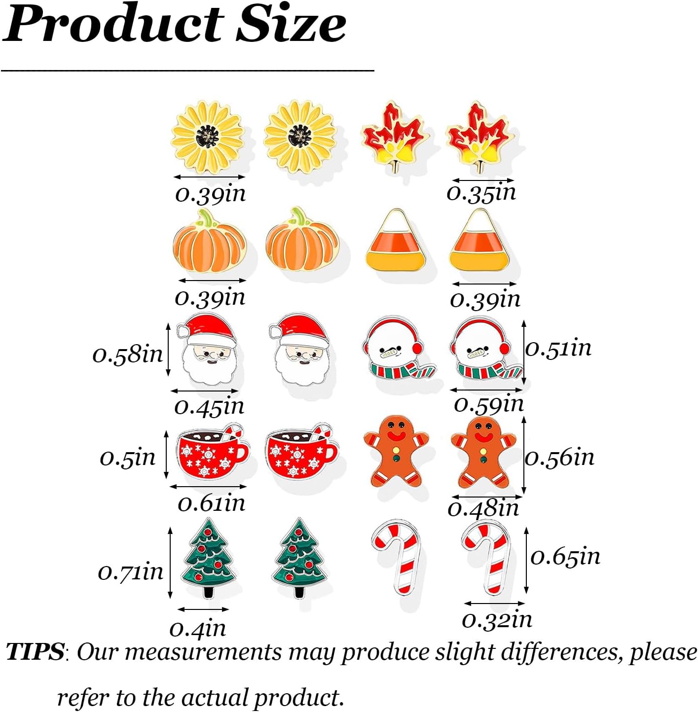 Fall Earrings Thanksgiving Christmas Stud Earrings for Women Pumpkin Maple Leaf Snowman Santa Claus Stud Holiday Jewelry Thanksgiving Christmas Gifts - QIAO Crystal我的商店QIAO Crystal