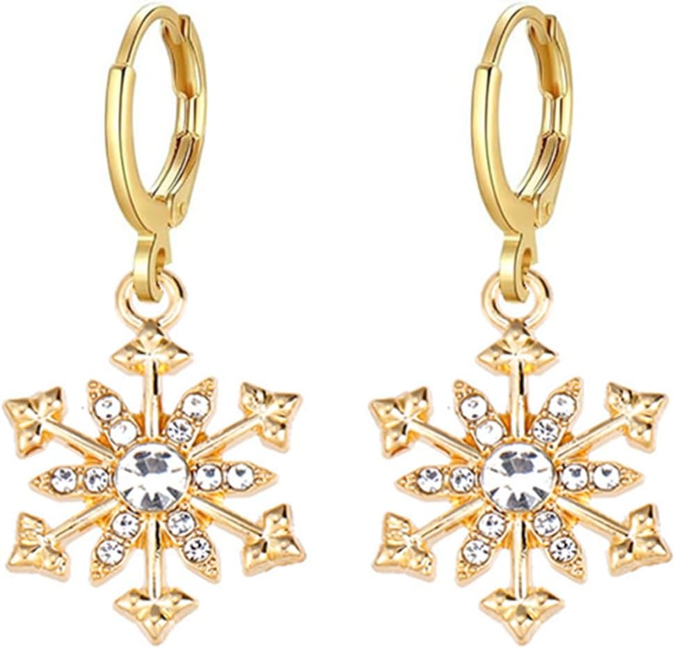 Fashion Crystal Snowflake Dangle Drop Earrings - Sparkling Handmade Colorful Rhinestone Snowflake Flower Earrings for Women - Chrismas Holiday Party Jewelry Gifts - QIAO Crystal我的商店QIAO Crystal