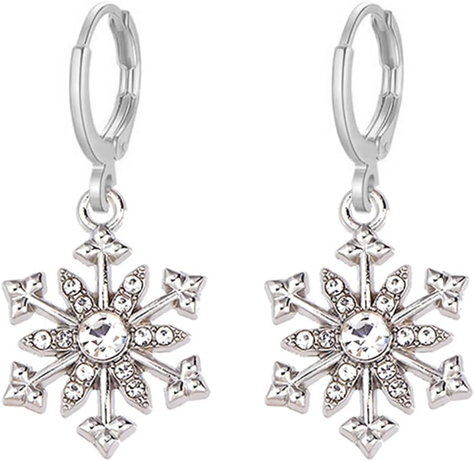 Fashion Crystal Snowflake Dangle Drop Earrings - Sparkling Handmade Colorful Rhinestone Snowflake Flower Earrings for Women - Chrismas Holiday Party Jewelry Gifts - QIAO Crystal我的商店QIAO Crystal