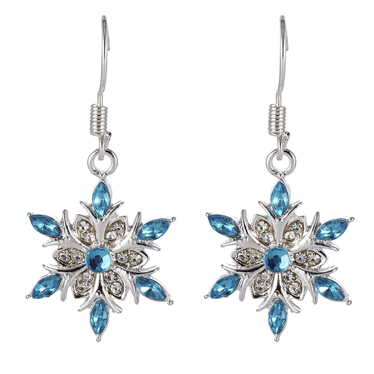 Fashion Crystal Snowflake Dangle Drop Earrings - Sparkling Handmade Colorful Rhinestone Snowflake Flower Earrings for Women - Chrismas Holiday Party Jewelry Gifts - QIAO Crystal我的商店QIAO Crystal