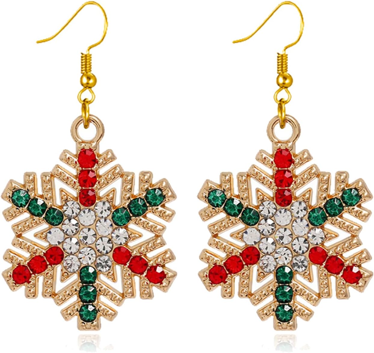 Fashion Crystal Snowflake Dangle Drop Earrings - Sparkling Handmade Colorful Rhinestone Snowflake Flower Earrings for Women - Chrismas Holiday Party Jewelry Gifts - QIAO Crystal我的商店QIAO Crystal