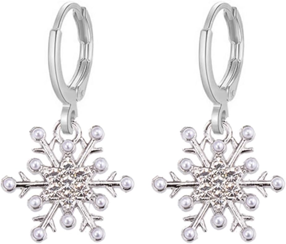 Fashion Crystal Snowflake Dangle Drop Earrings - Sparkling Handmade Colorful Rhinestone Snowflake Flower Earrings for Women - Chrismas Holiday Party Jewelry Gifts - QIAO Crystal我的商店QIAO Crystal
