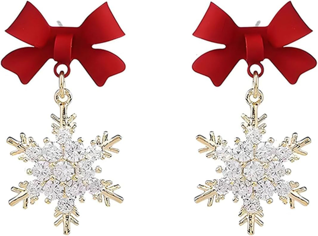 Fashion Crystal Snowflake Dangle Drop Earrings - Sparkling Handmade Colorful Rhinestone Snowflake Flower Earrings for Women - Chrismas Holiday Party Jewelry Gifts - QIAO Crystal我的商店QIAO Crystal