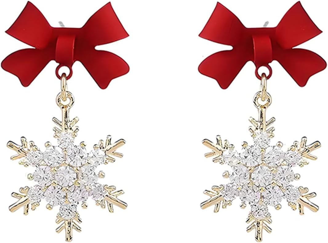 Fashion Crystal Snowflake Dangle Drop Earrings - Sparkling Handmade Colorful Rhinestone Snowflake Flower Earrings for Women - Chrismas Holiday Party Jewelry Gifts - QIAO Crystal我的商店QIAO Crystal