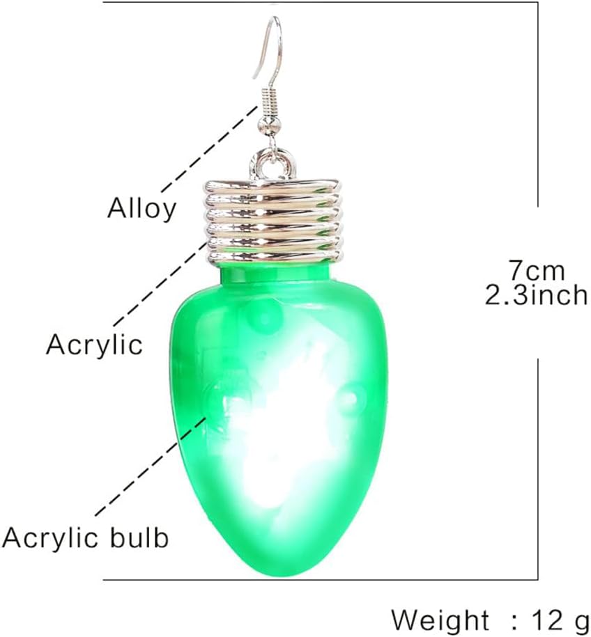 Fashion LED Light Bulb Dangle Drop Earrings Color Bulbs Light Up Dangling Charm Glow in The Dark Huggie Hook Hoop Earring Stud Cute Jewelry Christmas Festival Gifts for Women BFF Hypoallergenic - 我的商店我的商店我的商店