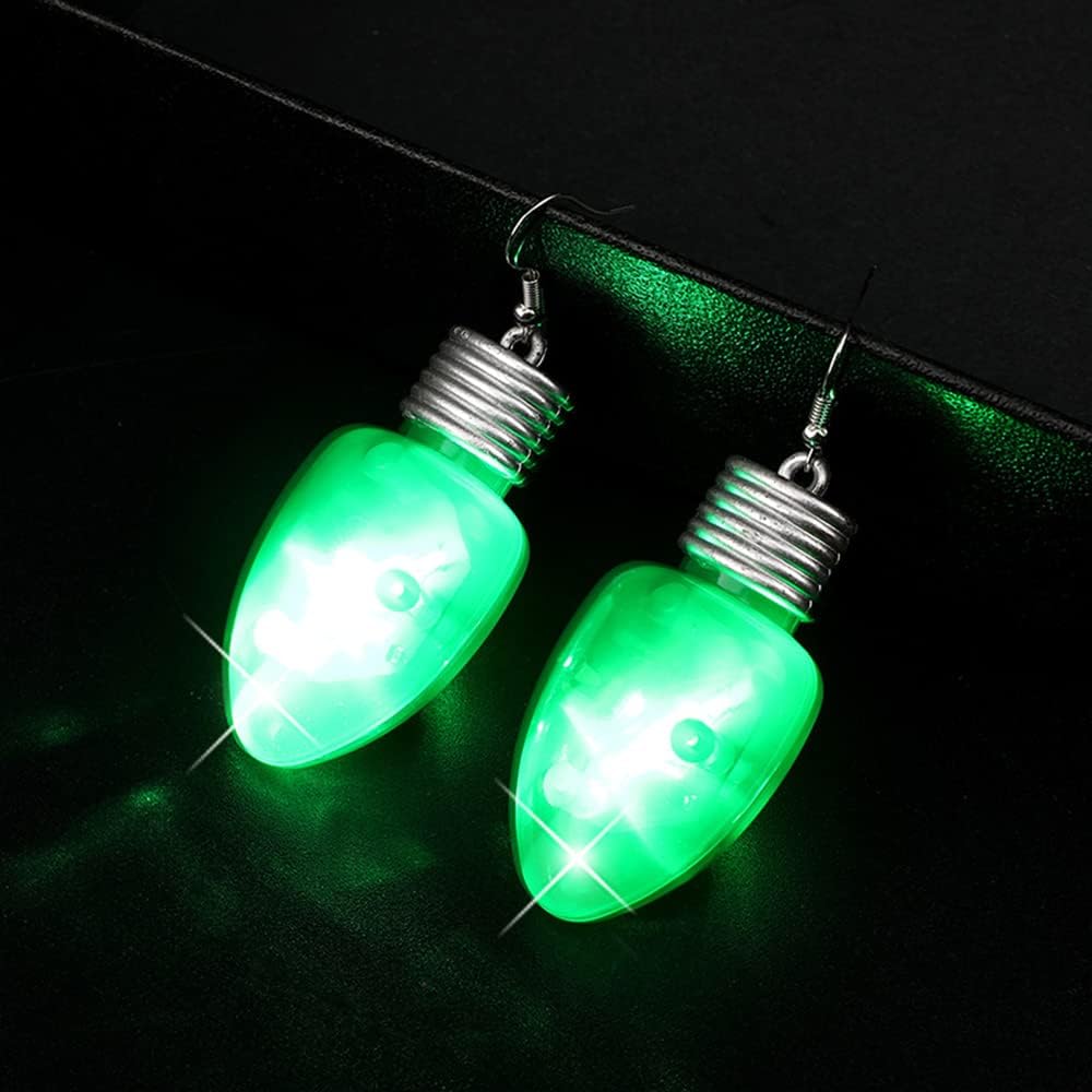Fashion LED Light Bulb Dangle Drop Earrings Color Bulbs Light Up Dangling Charm Glow in The Dark Huggie Hook Hoop Earring Stud Cute Jewelry Christmas Festival Gifts for Women BFF Hypoallergenic - 我的商店我的商店我的商店
