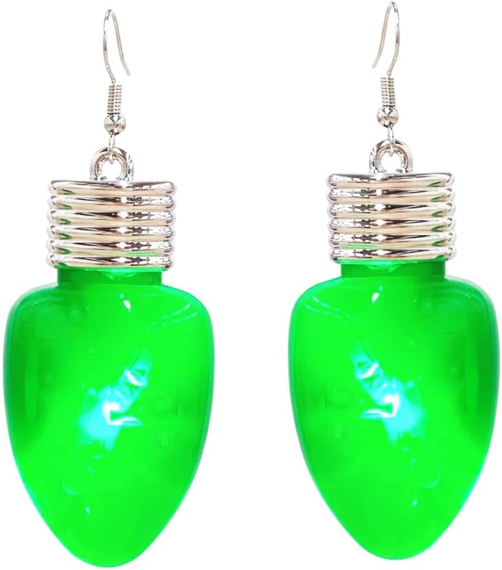 Fashion LED Light Bulb Dangle Drop Earrings Color Bulbs Light Up Dangling Charm Glow in The Dark Huggie Hook Hoop Earring Stud Cute Jewelry Christmas Festival Gifts for Women BFF Hypoallergenic - 我的商店我的商店我的商店