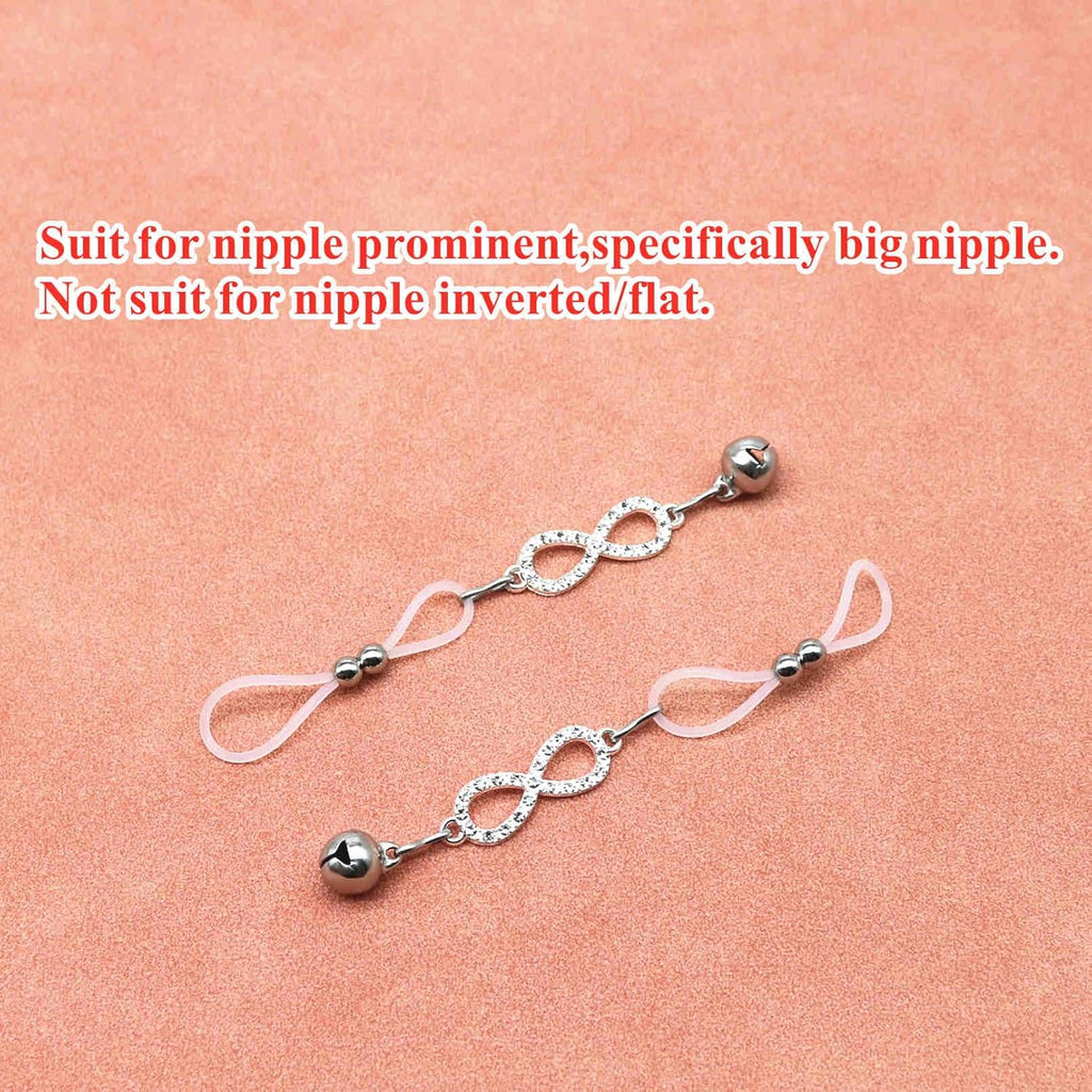 Faux Nipple Piercing Jewelry Rhinestone Nipple Chains Bells Nipple Noose Non Piercing Nipple Rings - QIAO CrystalQIAO CrystalQIAO Crystal