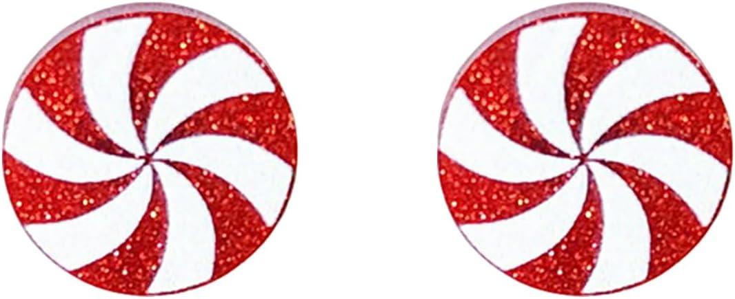 Festive Glitter Acrylic Peppermint Swirl Stud Earrings for Women - Holiday Christmas Candy Jewelry - QIAO Crystal我的商店QIAO Crystal