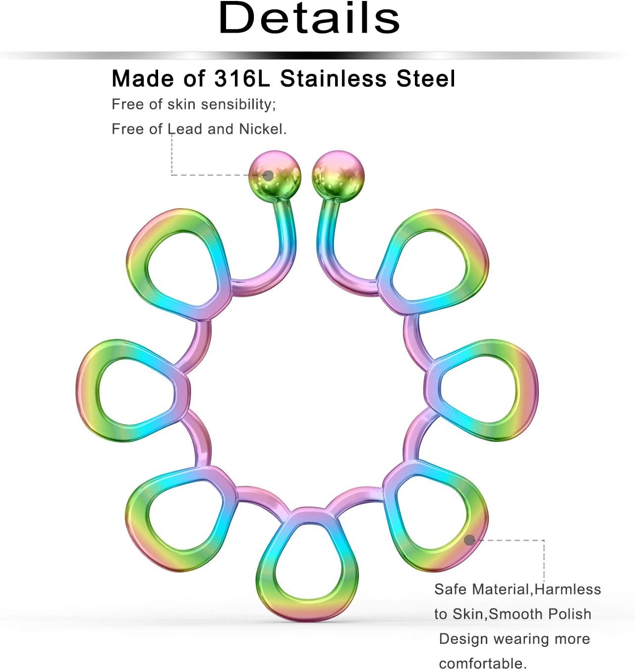 Ftovosyo Hearts/Crystal Tribal Floral/Flower Clip On Non Piercing Nipplerings Women Stainless Steel Fake Nipple Rings Piercing Jewelry 3 Pairs - QIAO CrystalQIAO CrystalQIAO Crystal