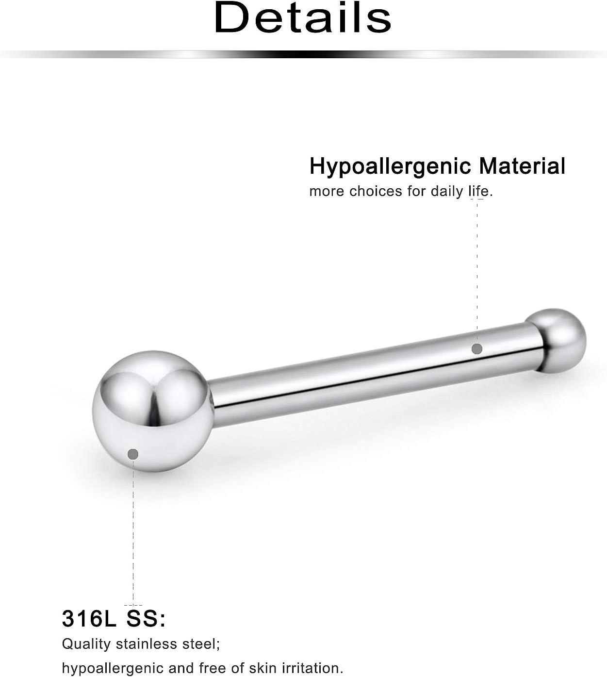 Ftovosyo Nose Ring Studs 22G 20PCS Surgical Steel Bone Nose Rings Pin Clear Diamond CZ Piercing Jewelry Women 1.5mm 2mm 2.5mm 3mm - QIAO CrystalQIAO CrystalQIAO Crystal