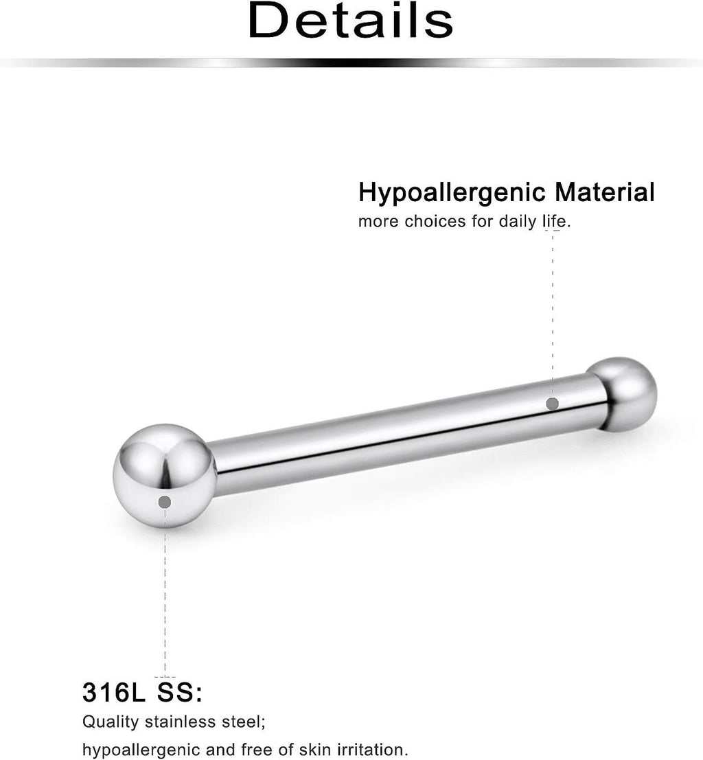 Ftovosyo Nose Ring Studs 22G 20PCS Surgical Steel Bone Nose Rings Pin Clear Diamond CZ Piercing Jewelry Women 1.5mm 2mm 2.5mm 3mm - QIAO CrystalQIAO CrystalQIAO Crystal