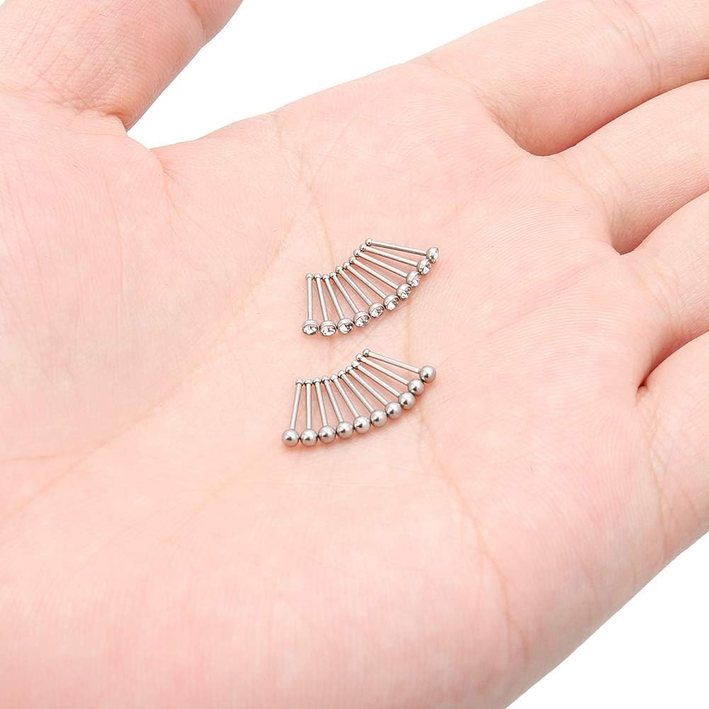Ftovosyo Nose Ring Studs 22G 20PCS Surgical Steel Bone Nose Rings Pin Clear Diamond CZ Piercing Jewelry Women 1.5mm 2mm 2.5mm 3mm - QIAO CrystalQIAO CrystalQIAO Crystal
