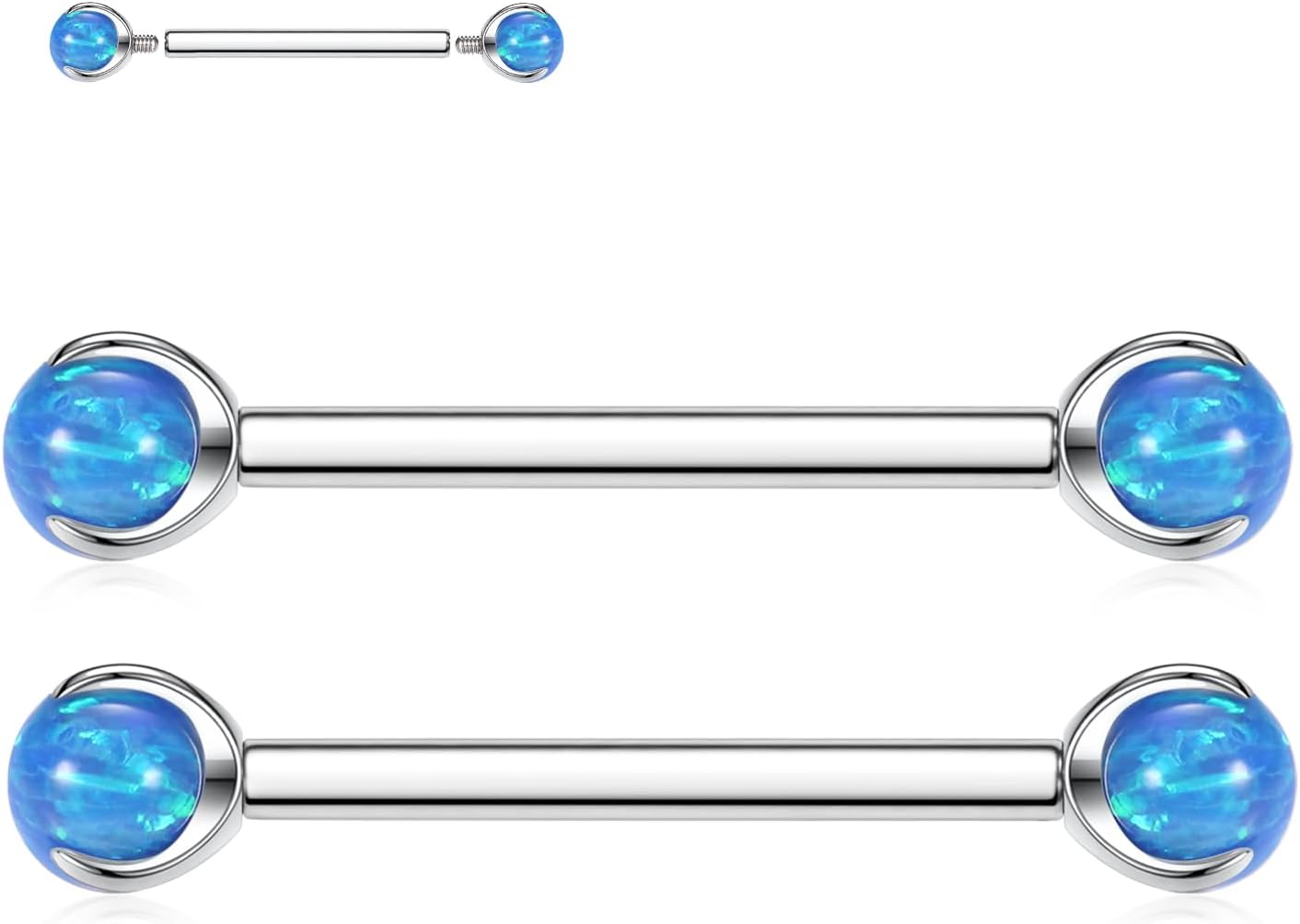 FUNLMO 2pcs Nipple Piercing Jewelry G23 Titanium Nipple Rings Tongue Rings Internally Threaded Bridge Piercing Jewelry 16G 14G 12G 12mm - 18mm - QIAO CrystalQIAO CrystalQIAO Crystal