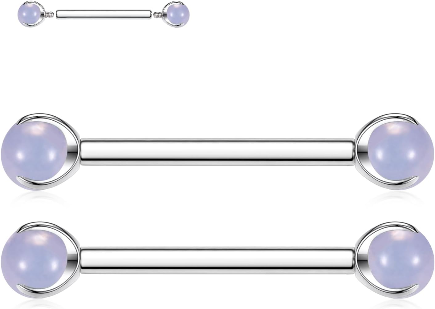 FUNLMO 2pcs Nipple Piercing Jewelry G23 Titanium Nipple Rings Tongue Rings Internally Threaded Bridge Piercing Jewelry 16G 14G 12G 12mm - 18mm - QIAO CrystalQIAO CrystalQIAO Crystal