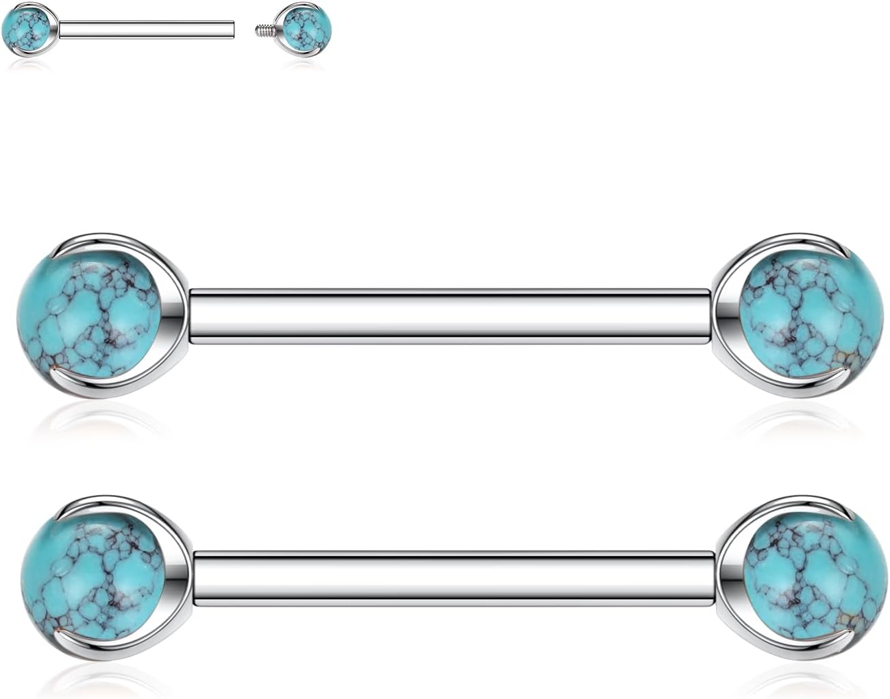 FUNLMO 2pcs Nipple Piercing Jewelry G23 Titanium Nipple Rings Tongue Rings Internally Threaded Bridge Piercing Jewelry 16G 14G 12G 12mm - 18mm - QIAO CrystalQIAO CrystalQIAO Crystal