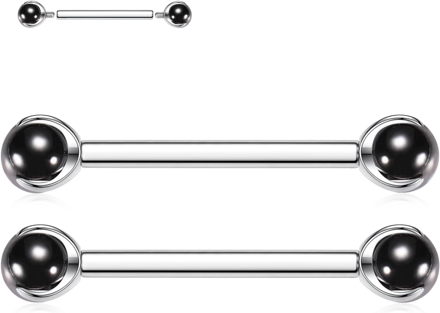 FUNLMO 2pcs Nipple Piercing Jewelry G23 Titanium Nipple Rings Tongue Rings Internally Threaded Bridge Piercing Jewelry 16G 14G 12G 12mm - 18mm - QIAO CrystalQIAO CrystalQIAO Crystal