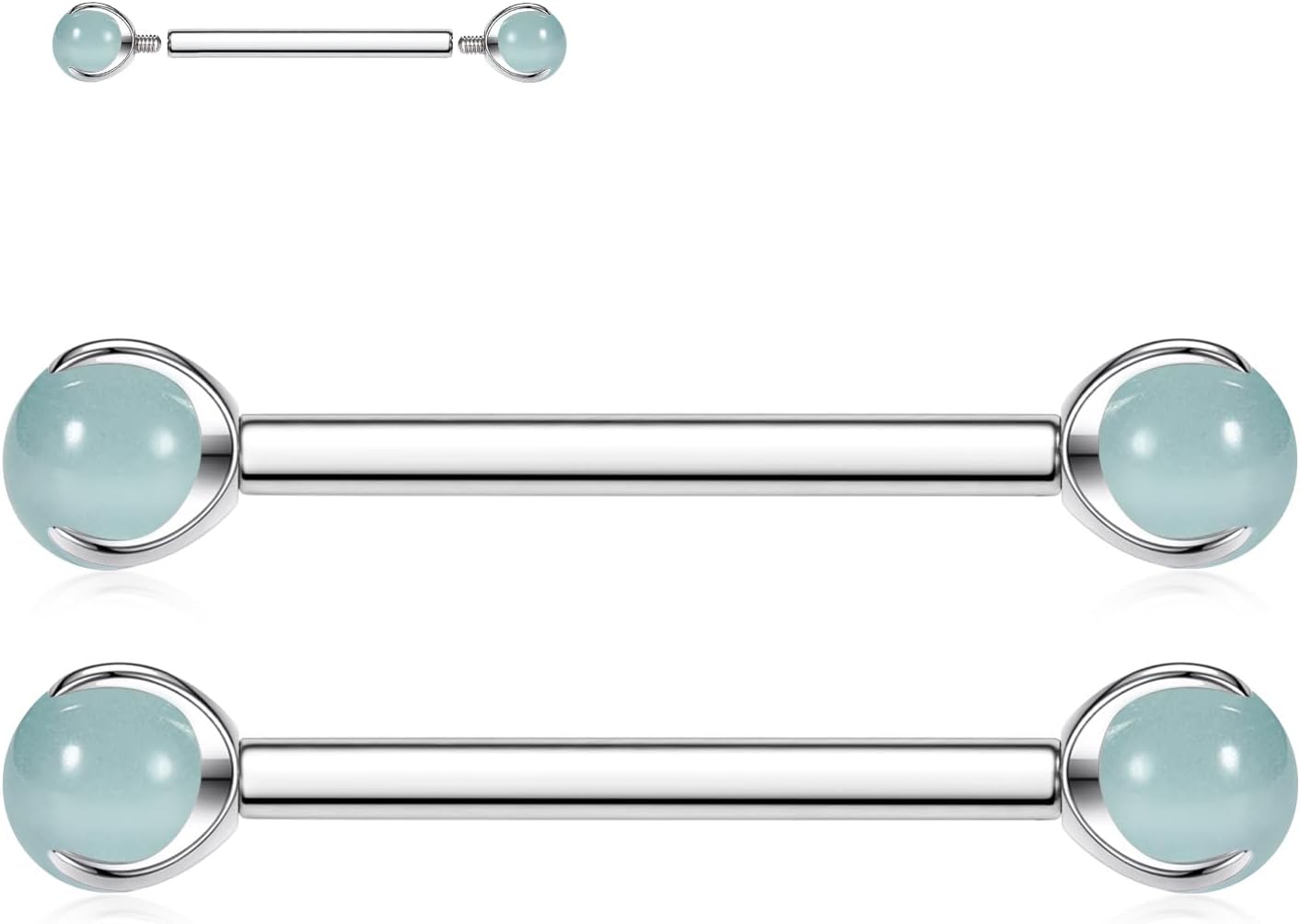 FUNLMO 2pcs Nipple Piercing Jewelry G23 Titanium Nipple Rings Tongue Rings Internally Threaded Bridge Piercing Jewelry 16G 14G 12G 12mm - 18mm - QIAO CrystalQIAO CrystalQIAO Crystal