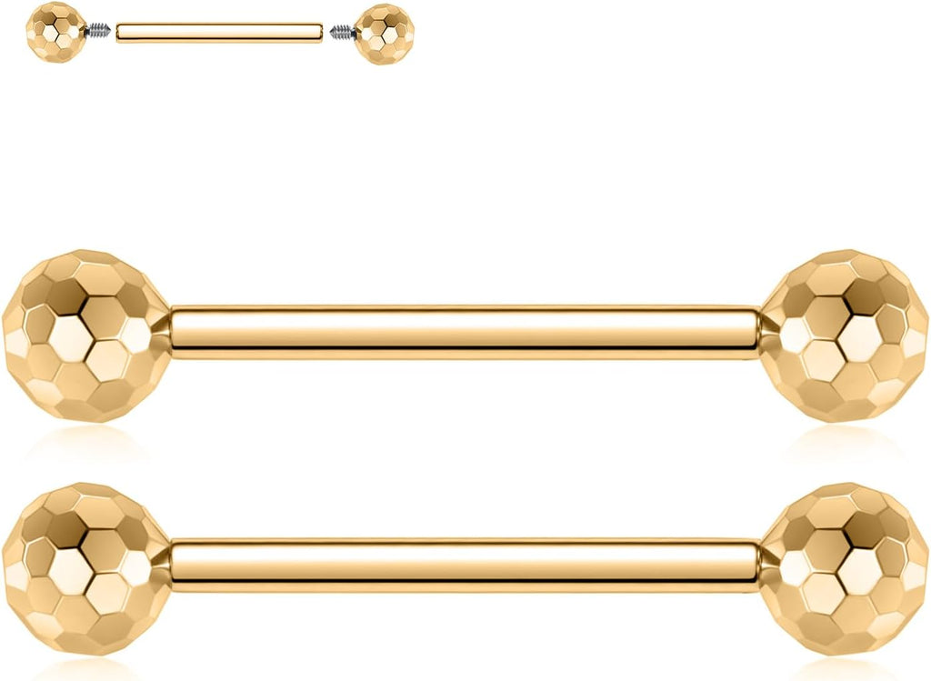 FUNLMO 2pcs Nipple Piercing Jewelry G23 Titanium Nipple Rings Tongue Rings Internally Threaded Bridge Piercing Jewelry 16G 14G 12G 12mm - 18mm - QIAO CrystalQIAO CrystalQIAO Crystal