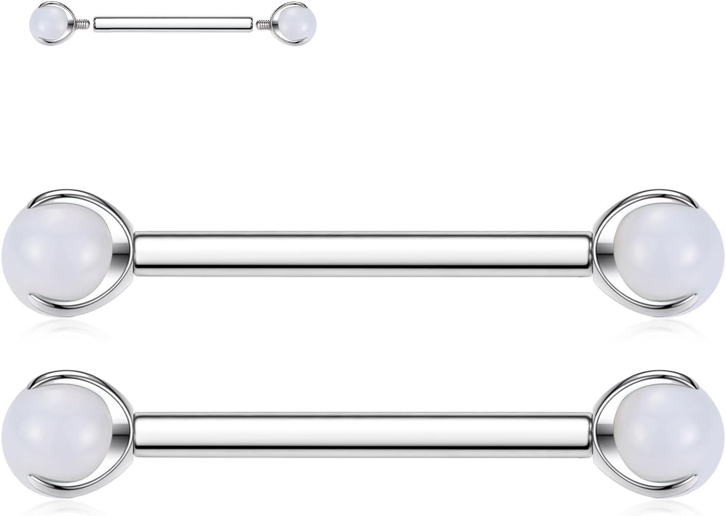 FUNLMO 2pcs Nipple Piercing Jewelry G23 Titanium Nipple Rings Tongue Rings Internally Threaded Bridge Piercing Jewelry 16G 14G 12G 12mm - 18mm - QIAO CrystalQIAO CrystalQIAO Crystal