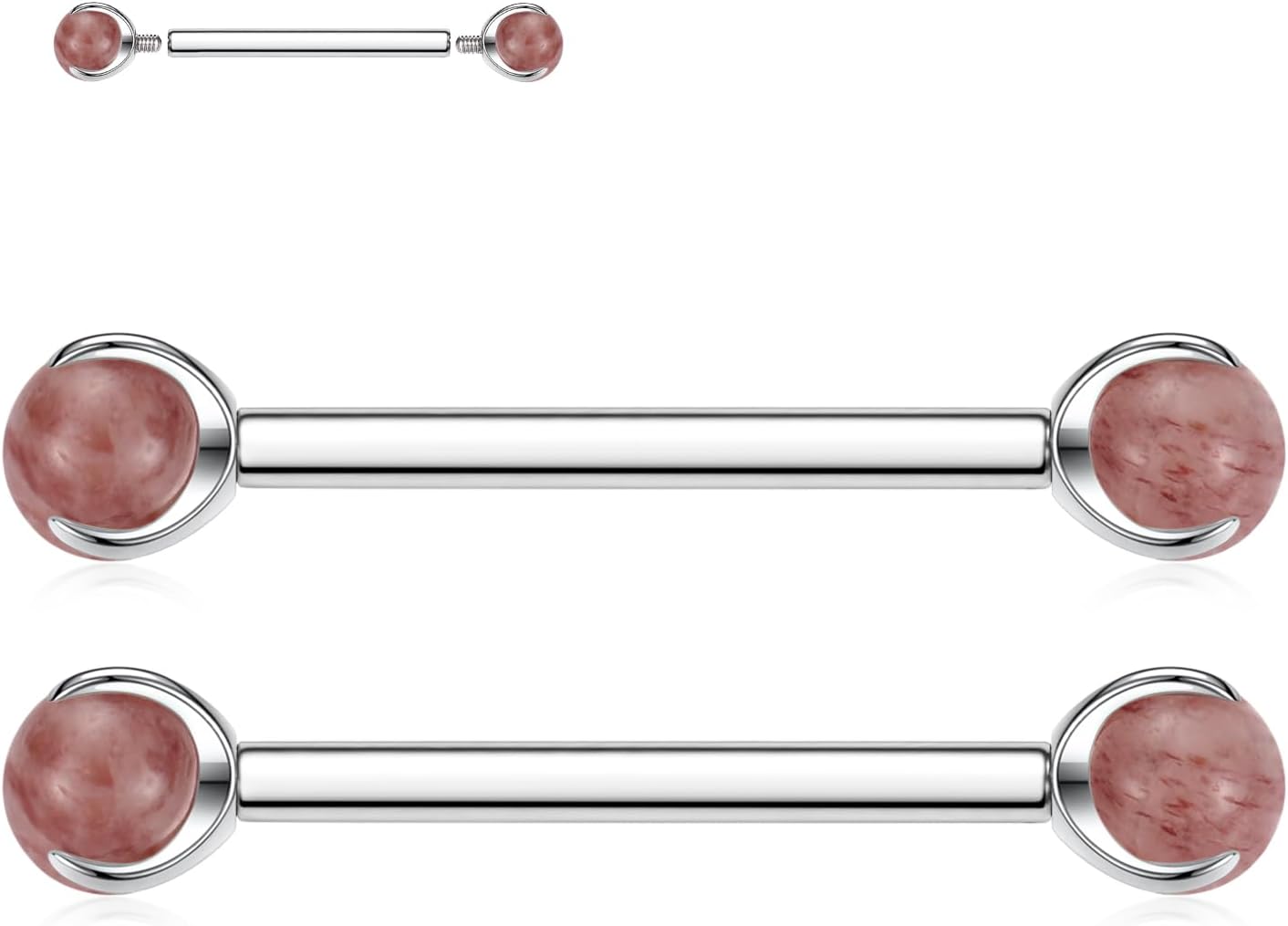 FUNLMO 2pcs Nipple Piercing Jewelry G23 Titanium Nipple Rings Tongue Rings Internally Threaded Bridge Piercing Jewelry 16G 14G 12G 12mm - 18mm - QIAO CrystalQIAO CrystalQIAO Crystal