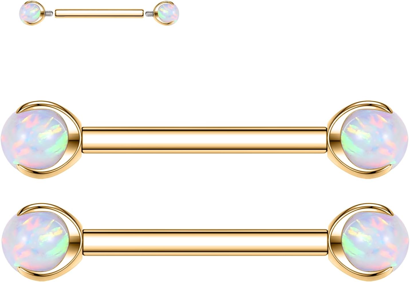 FUNLMO 2pcs Nipple Piercing Jewelry G23 Titanium Nipple Rings Tongue Rings Internally Threaded Bridge Piercing Jewelry 16G 14G 12G 12mm - 18mm - QIAO CrystalQIAO CrystalQIAO Crystal