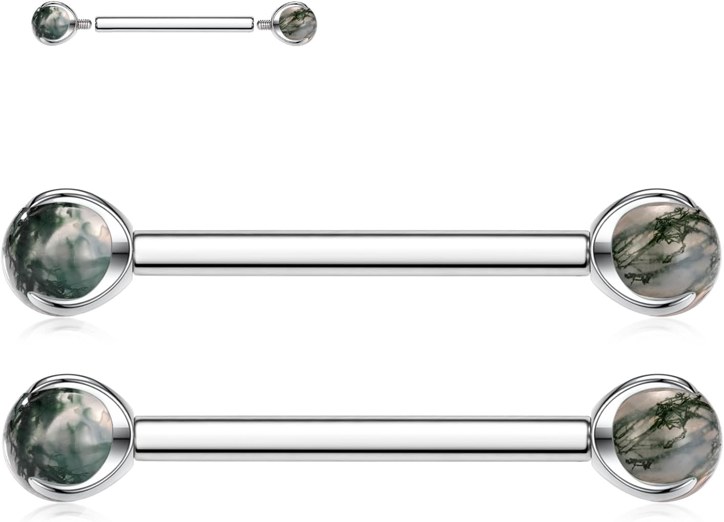 FUNLMO 2pcs Nipple Piercing Jewelry G23 Titanium Nipple Rings Tongue Rings Internally Threaded Bridge Piercing Jewelry 16G 14G 12G 12mm - 18mm - QIAO CrystalQIAO CrystalQIAO Crystal