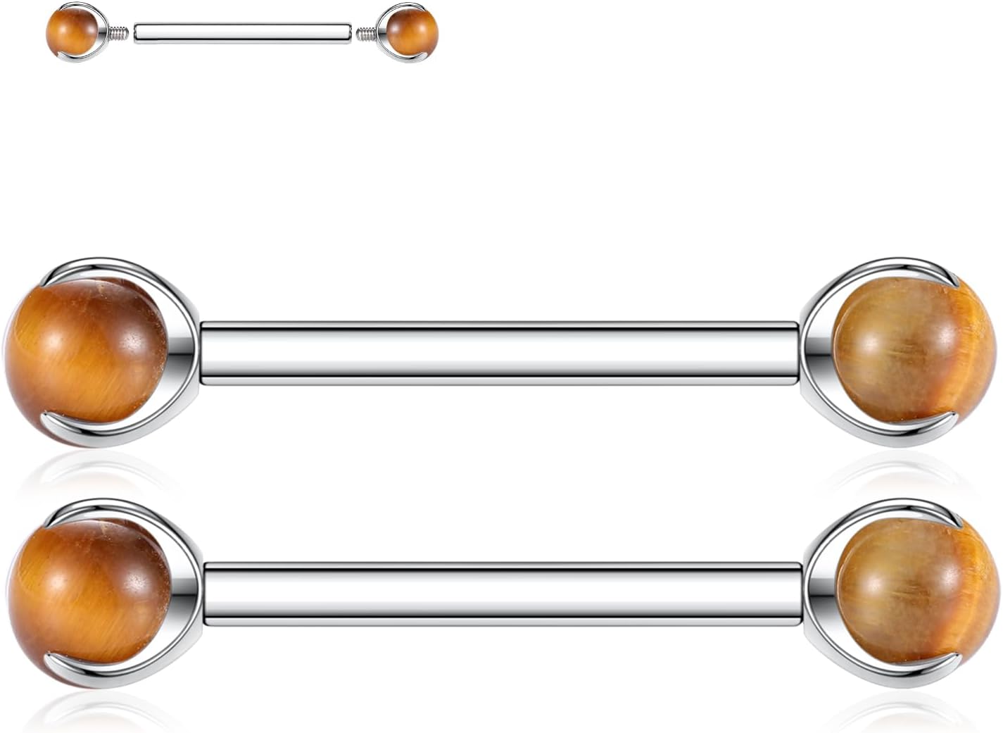 FUNLMO 2pcs Nipple Piercing Jewelry G23 Titanium Nipple Rings Tongue Rings Internally Threaded Bridge Piercing Jewelry 16G 14G 12G 12mm - 18mm - QIAO CrystalQIAO CrystalQIAO Crystal