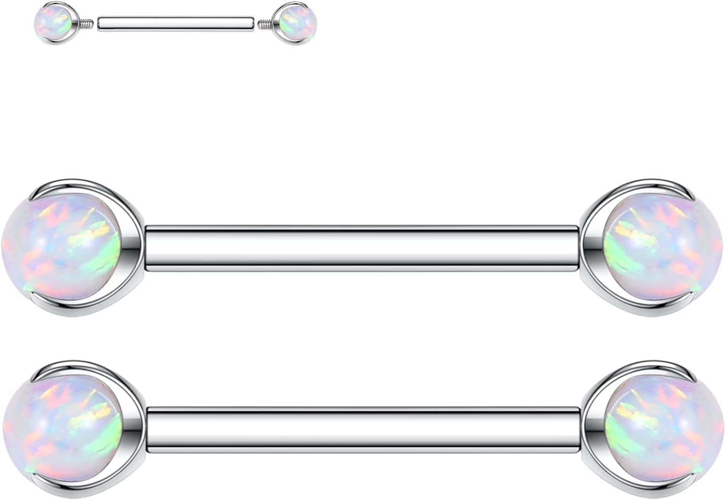 FUNLMO 2pcs Nipple Piercing Jewelry G23 Titanium Nipple Rings Tongue Rings Internally Threaded Bridge Piercing Jewelry 16G 14G 12G 12mm - 18mm - QIAO CrystalQIAO CrystalQIAO Crystal