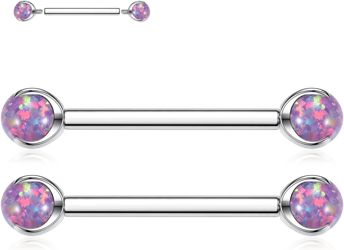 FUNLMO 2pcs Nipple Piercing Jewelry G23 Titanium Nipple Rings Tongue Rings Internally Threaded Bridge Piercing Jewelry 16G 14G 12G 12mm - 18mm - QIAO CrystalQIAO CrystalQIAO Crystal