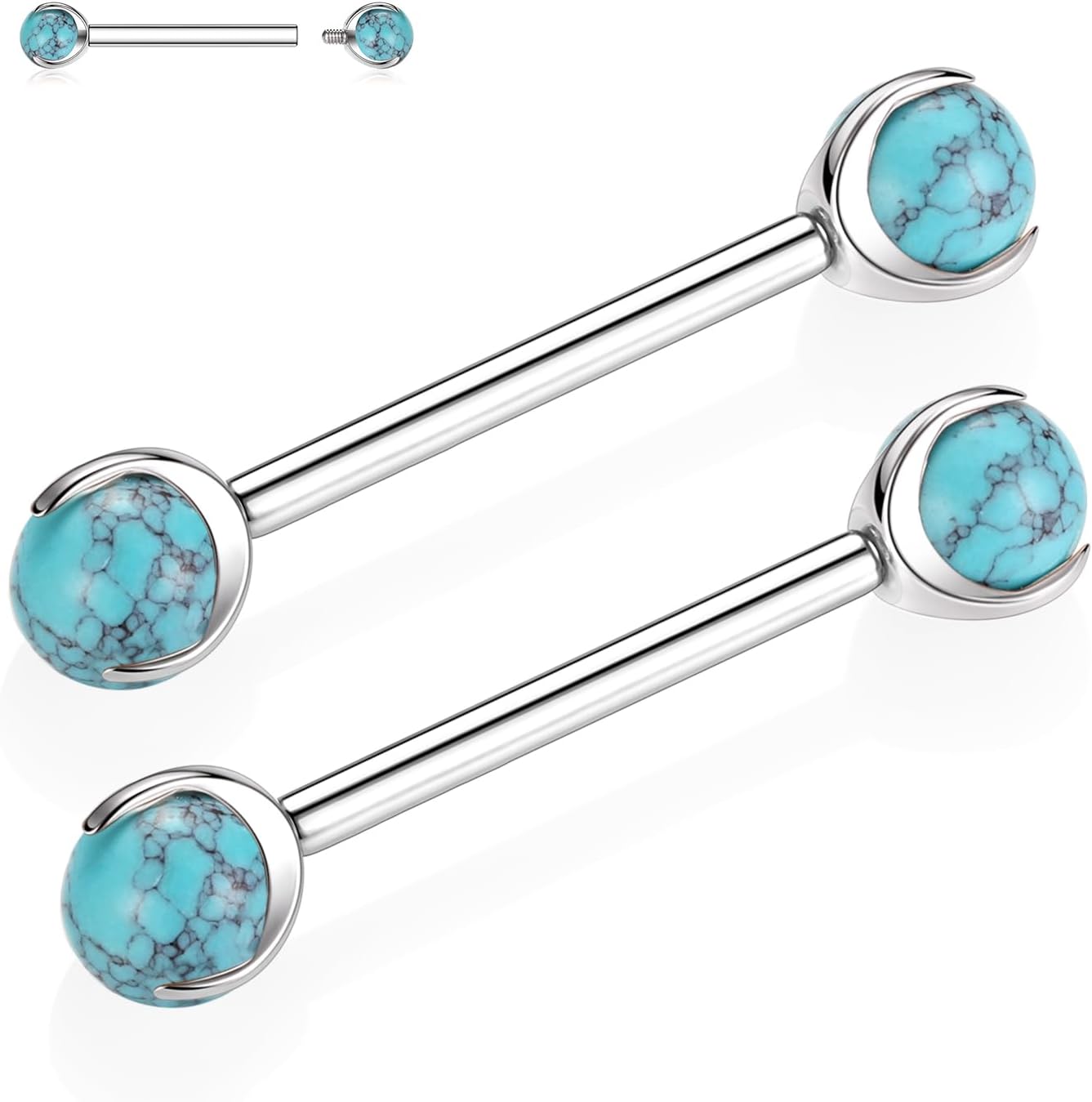 FUNLMO 2pcs Nipple Piercing Jewelry G23 Titanium Nipple Rings Tongue Rings Internally Threaded Bridge Piercing Jewelry 16G 14G 12G 12mm - 18mm - QIAO CrystalQIAO CrystalQIAO Crystal