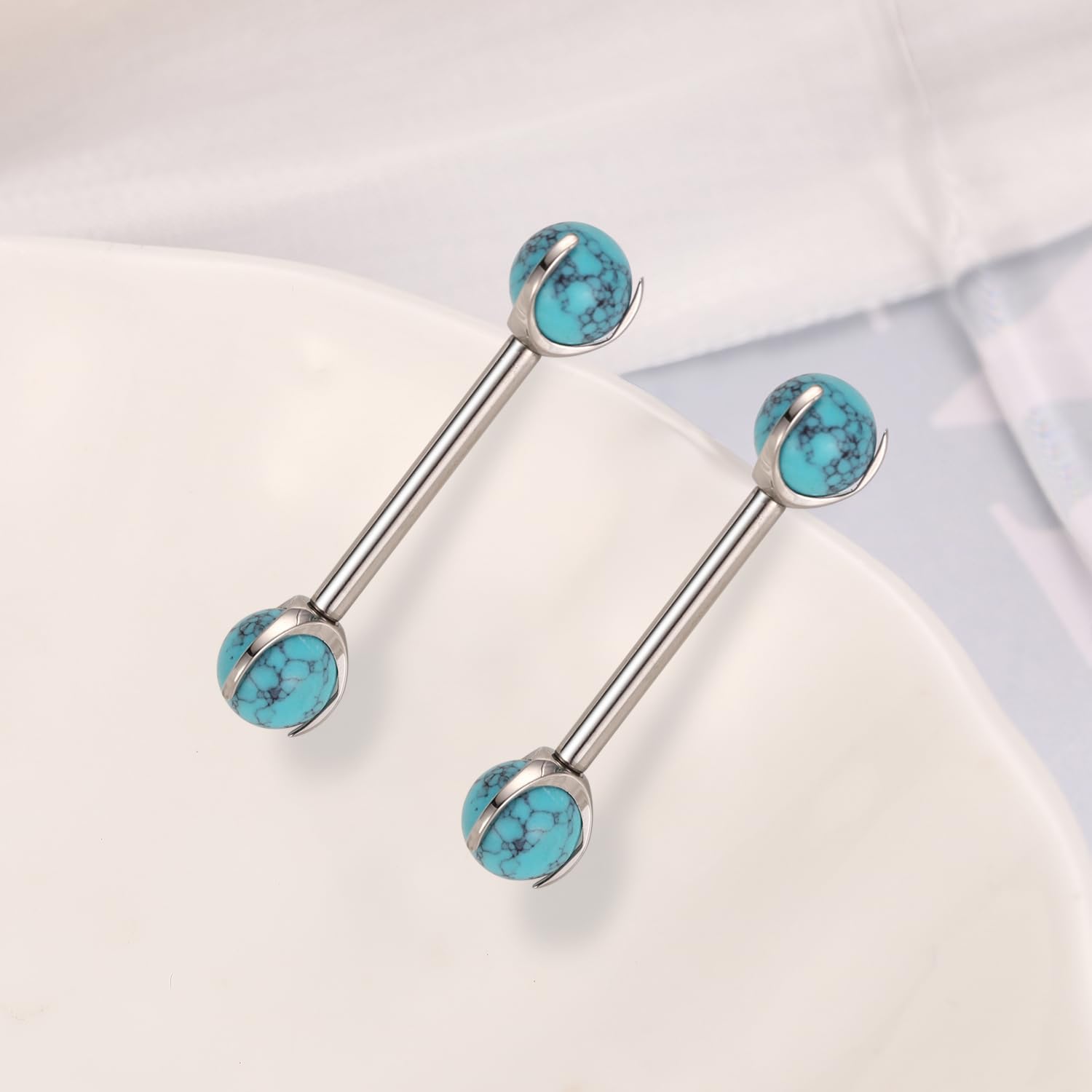 FUNLMO 2pcs Nipple Piercing Jewelry G23 Titanium Nipple Rings Tongue Rings Internally Threaded Bridge Piercing Jewelry 16G 14G 12G 12mm - 18mm - QIAO CrystalQIAO CrystalQIAO Crystal